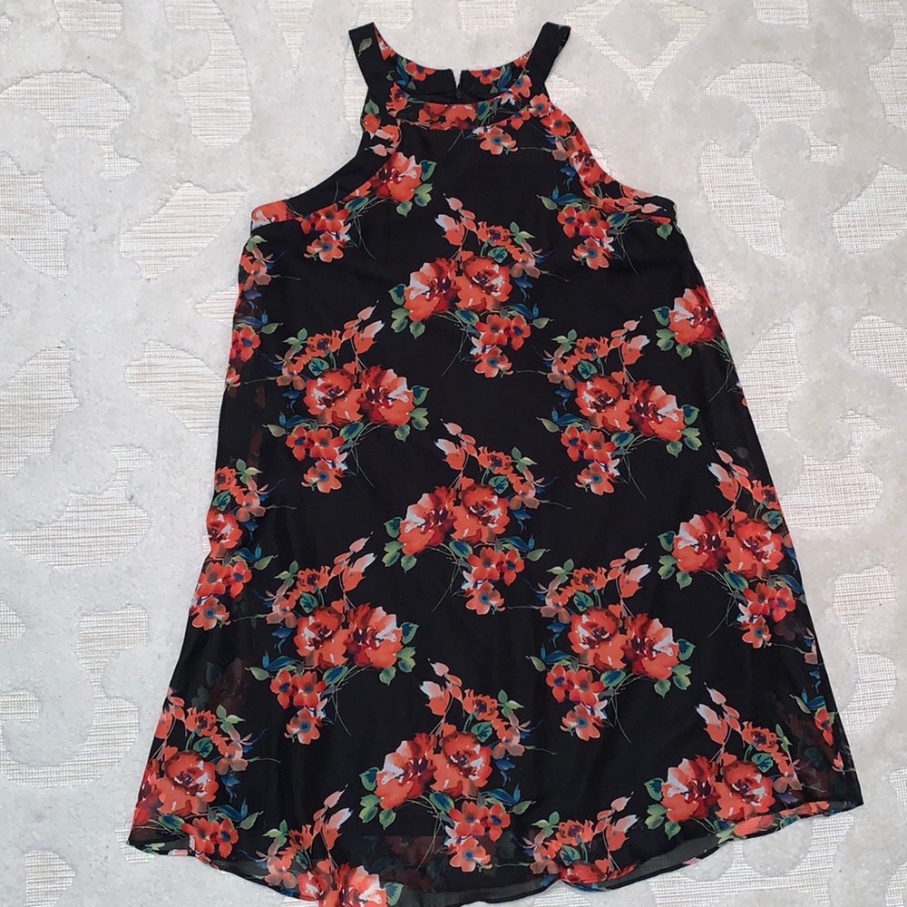 Red floral dress